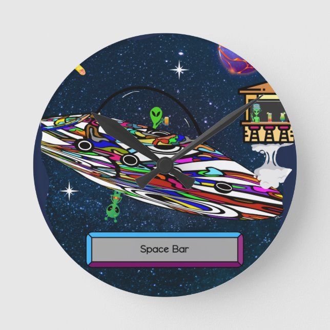 Horloge Ronde Bar alien de l'espace pour boire (Recto)
