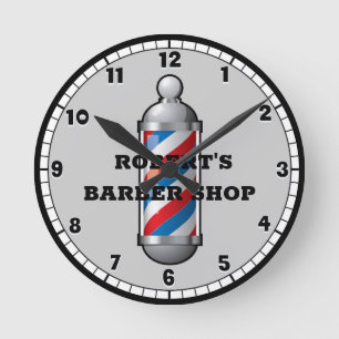 Horloge Ronde Barber Shop Poteau en coiffure personnalisé