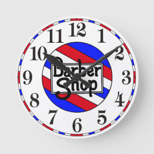 Horloge Ronde Barbershop Traditional Stripes