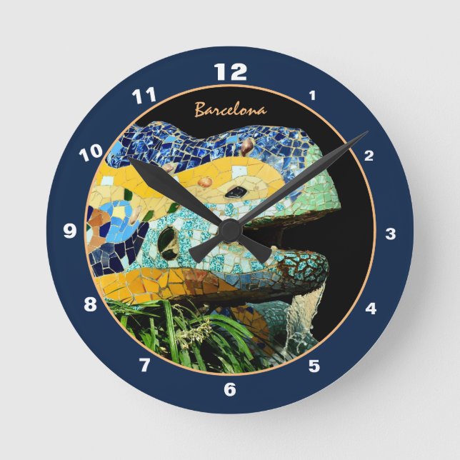 Horloge Ronde Barcelone Lizard & Parc Guell, Catalogne / Gaudi (Recto)