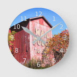 Horloge Ronde Barn rouge rustic
