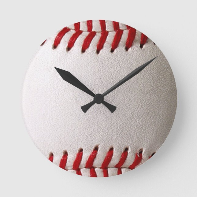 Horloge Ronde Baseball et Softball Couture Rouge (Recto)