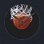 Horloge Ronde Basket-ball<br><div class="desc">Nous aimons le basket-ball - sports populaires américains - des images de basket-ball</div>