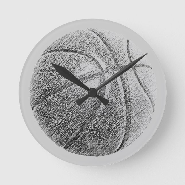 Horloge Ronde Basket-ball avec effet crayon (Recto)