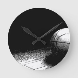Horloge Ronde Basket-ball noir blanc