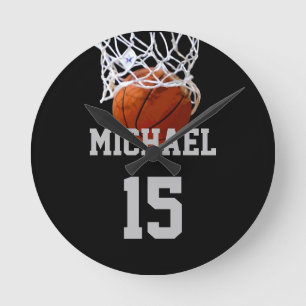 Horloge Ronde Basket-ball Votre nom