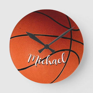 Horloge Ronde Basket-ball Votre nom Personnalisé