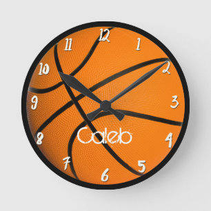 Horloge Ronde Basketball Garçons Chambre Personnalisé Sur mesure