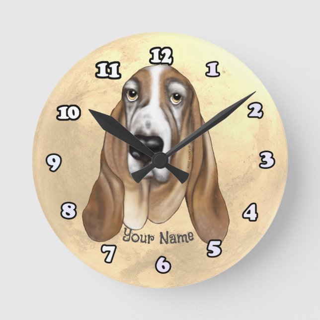 Horloge Ronde Basset Hound (Recto)