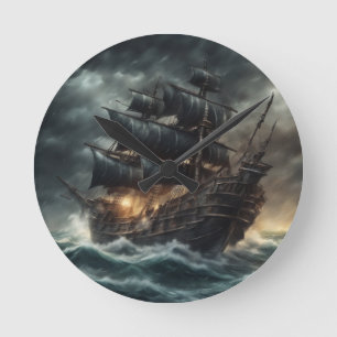 Horloge Ronde Bateau à pirates Stormy - 2 -