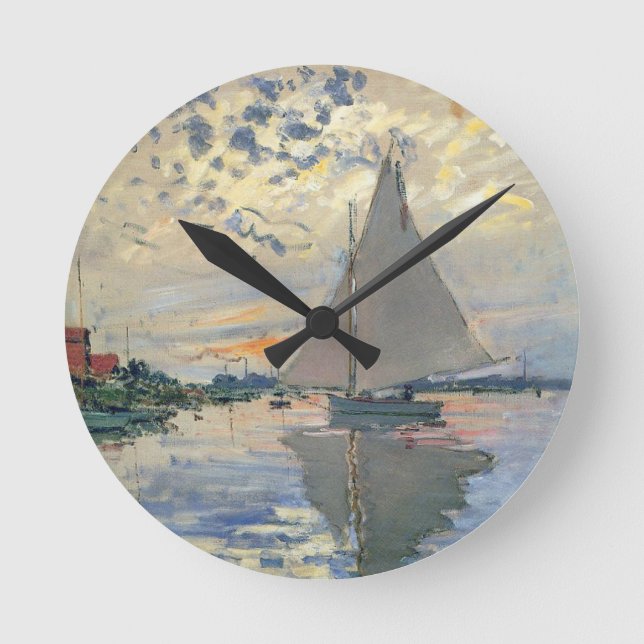 Horloge Ronde Bateau à voile de Monet Impressionnisme français A (Recto)