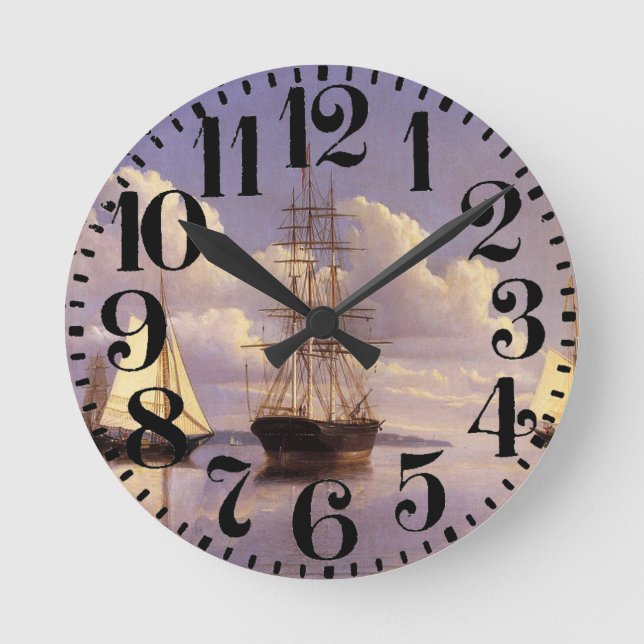 Horloge Ronde Bateau à voile Yacht bateau Clipper navire cadenas (Recto)
