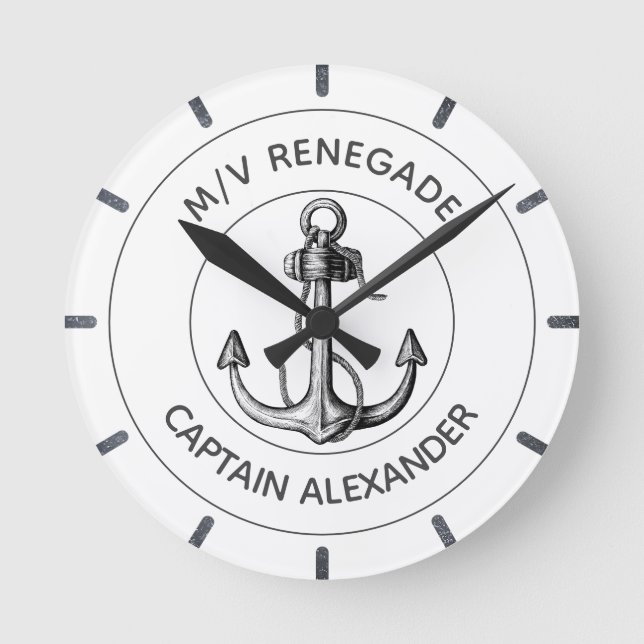 Horloge Ronde Bateau d'alimentation Ancre nautique personnalisé (Recto)