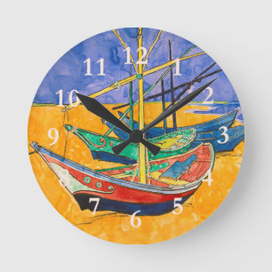 Horloge Ronde Bateaux de Van Gogh Impressionnisme Plage