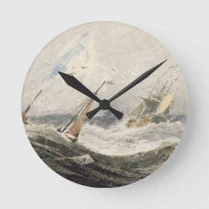 Horloge Ronde Bateaux sur une mer orageuse (la semaine au-dessus