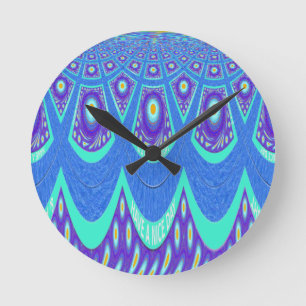 Horloge Ronde Batik bleu