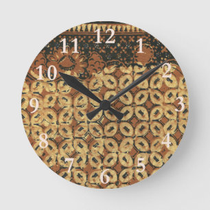 Horloge Ronde Batik Earthy Coffee Bean Élégant Rustique robuste