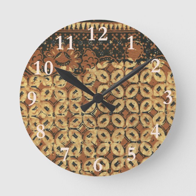 Horloge Ronde Batik Earthy Coffee Bean Élégant Rustique robuste (Recto)
