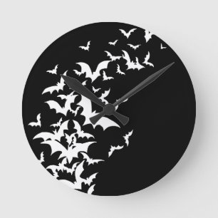 Horloge Ronde Battes blanches sur le noir