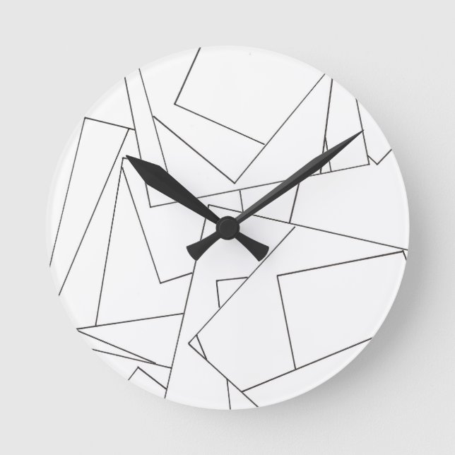 Horloge Ronde Bauhaus géométrique moderne noir et blanc (Recto)