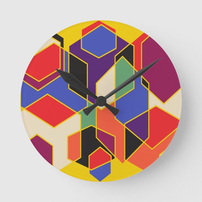Horloge Ronde Bauhaus Hexagons  (Recto)