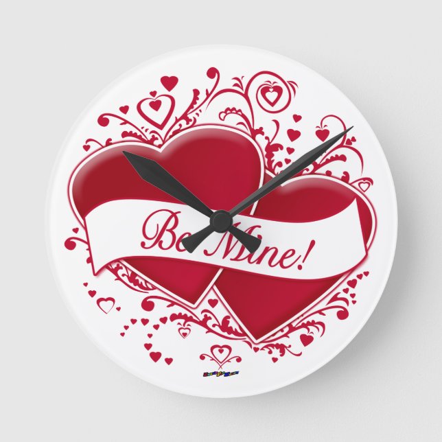 Horloge Ronde Be Mine ! Red Hearts (Recto)