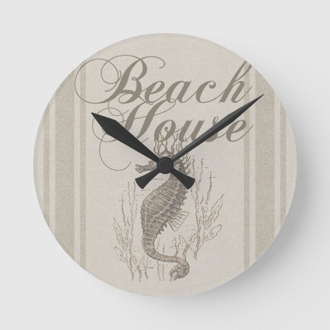 Horloge Ronde Beach House Seahorse Seashore (Recto)