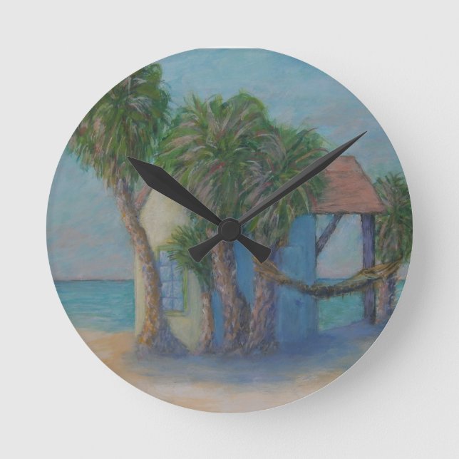 Horloge Ronde BEACH HUT Wall Clock (Recto)