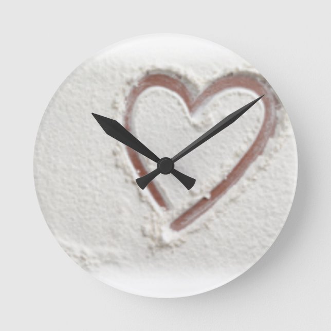 Horloge Ronde Beach Sand Heart Valentine (Recto)