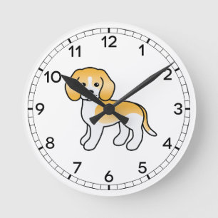 Horloge Ronde Béagle Citron Et Blanc Chien De Dessin Animé Migno