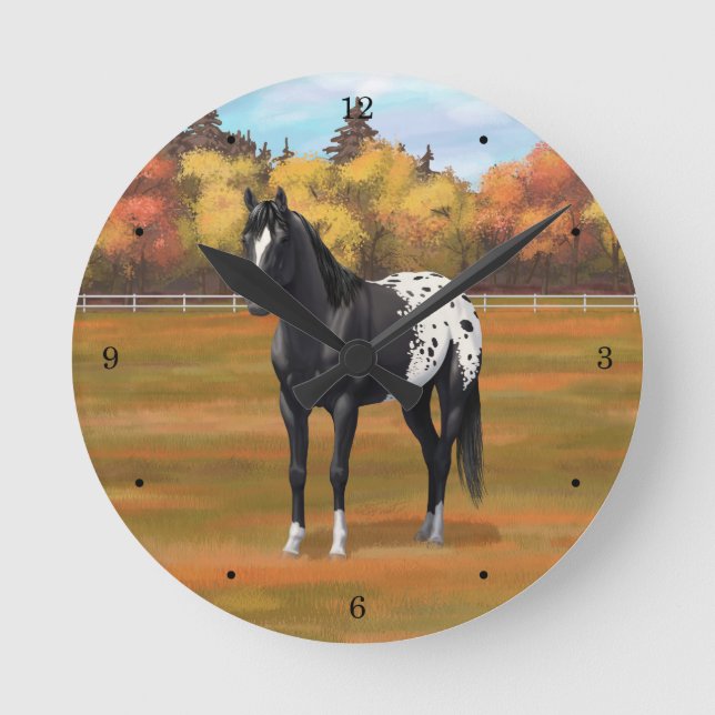 Horloge Ronde Beau Appaloosa Noir Quarter Horse Stallion (Recto)