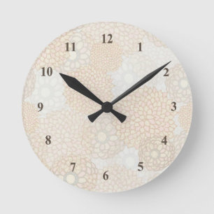 Horloge Ronde Beau Beige Rustique Floral