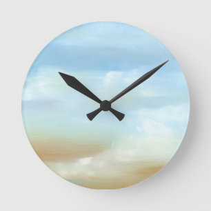 Horloge Ronde Beau ciel avec les nuages pelucheux