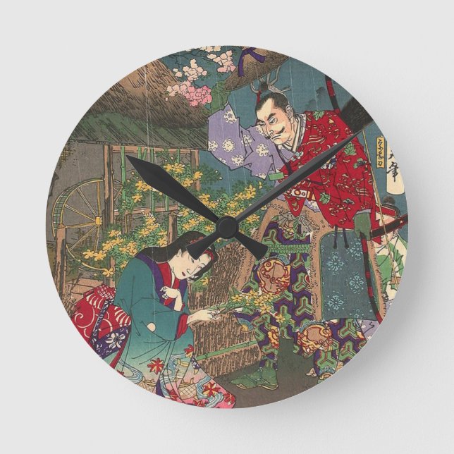 Horloge Ronde Beau japonais Geisha Samurai Art (Recto)