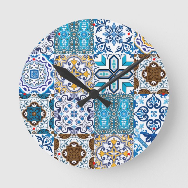 Horloge Ronde 🤩 Beau mélange d'Azulejos (Recto)