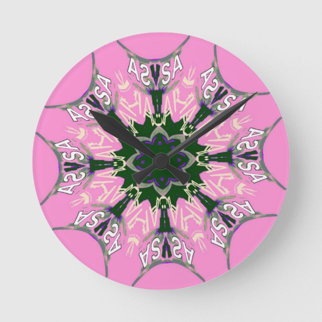 Horloge Ronde Beau motif de teinte violet rose bébé monogramme d (Recto)