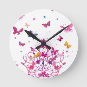 Horloge Ronde Beau papillon d'infini