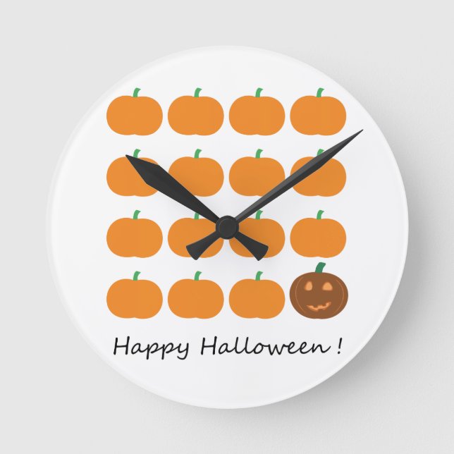 Horloge Ronde Beau Patch Citrouille Halloween (Recto)