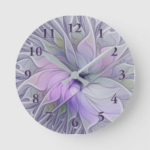 Horloge Ronde Beauté étonnante Fleur d'art Abstrait fractal mode