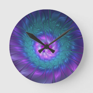 Horloge Ronde Beauté florale abstraite Art fractal coloré Fleur