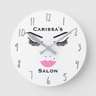 Horloge Ronde Beauté Maquillage Visage Lashes & Lèvres Roses Sal