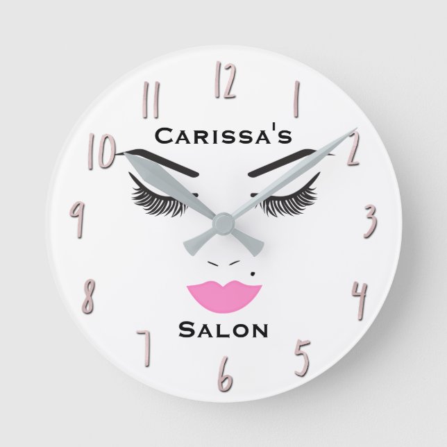 Horloge Ronde Beauté Maquillage Visage Lashes & Lèvres Roses Sal (Recto)