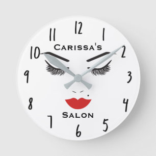 Horloge Ronde Beauté Maquillage Visage Lashes & Lèvres rouges Sa