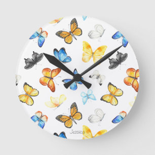 Horloge Ronde Beautiful Butterfly Pattern