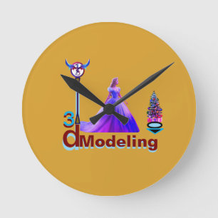 Horloge Ronde Beauty Cinderella 3D Modeling -
