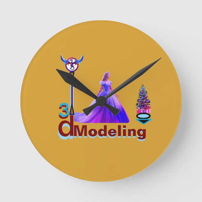 Horloge Ronde Beauty Cinderella 3D Modeling - (Recto)