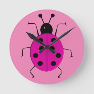 Horloge Ronde Beaux coccinelles colorées, charme chanceux