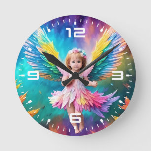 Horloge Ronde Bébé Bébé Ange ailes Art-38424