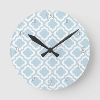 Horloge Ronde Bébé Bleu Marocain Trellis Quatrefoil Clover