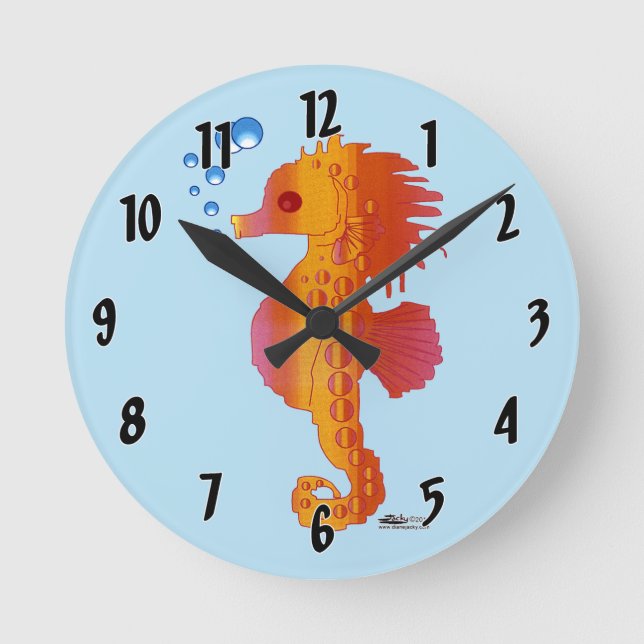 Horloge Ronde Bébé de la bulle de Seahorse (Recto)